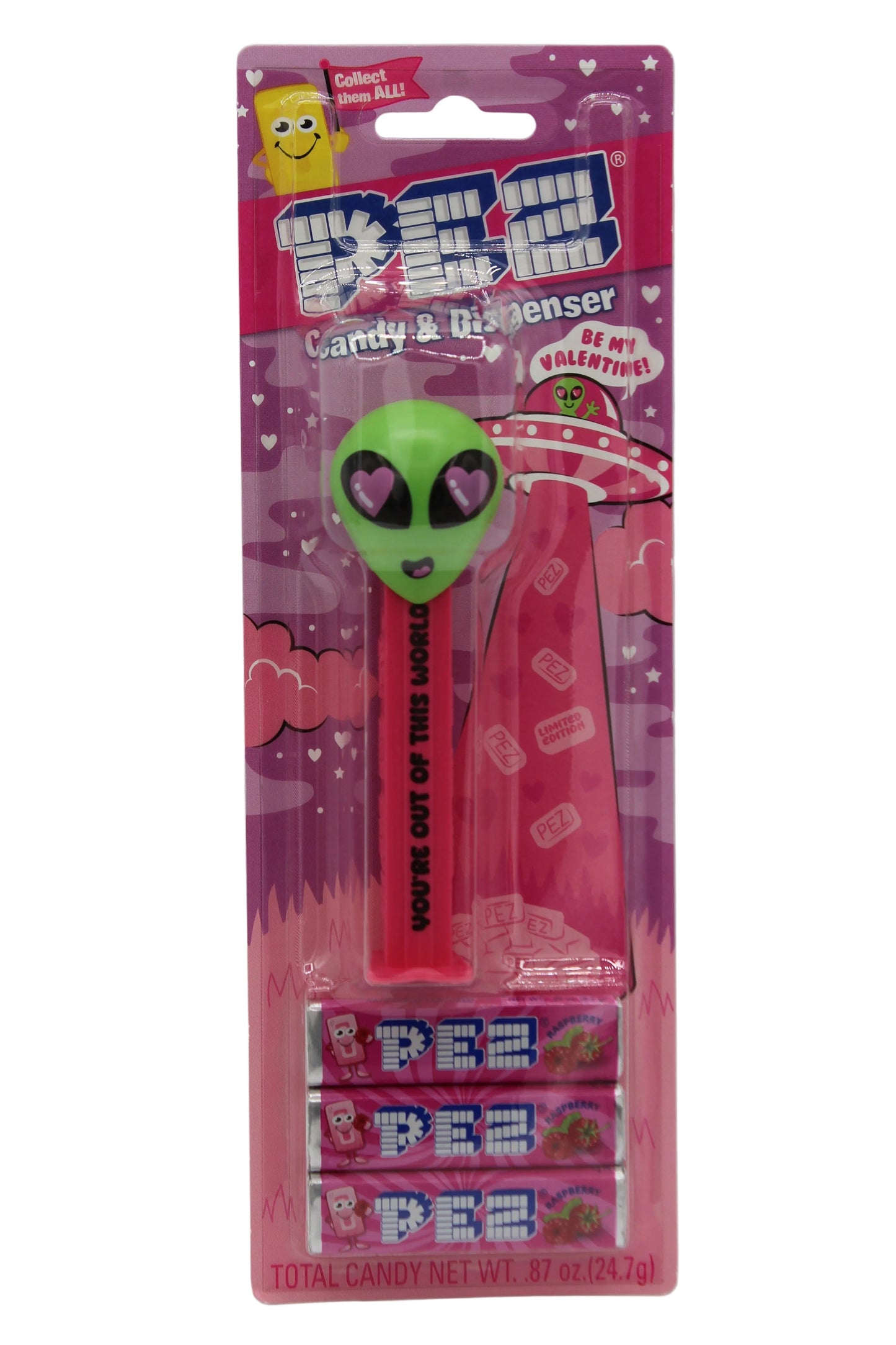 Valentine Alien Pez, You're Out of This World, Exclusive Pez, Mint on Valentine Card or Loose!