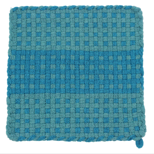 Robin's Egg Hand-Woven Potholder, No Ring