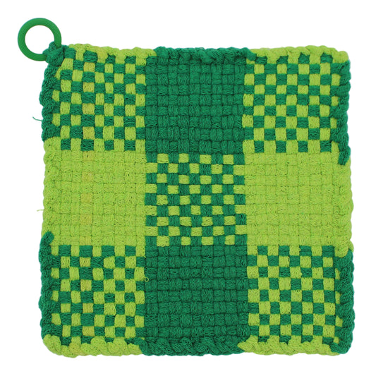 Shamrock Hand-Woven Potholder with Silicone Ring