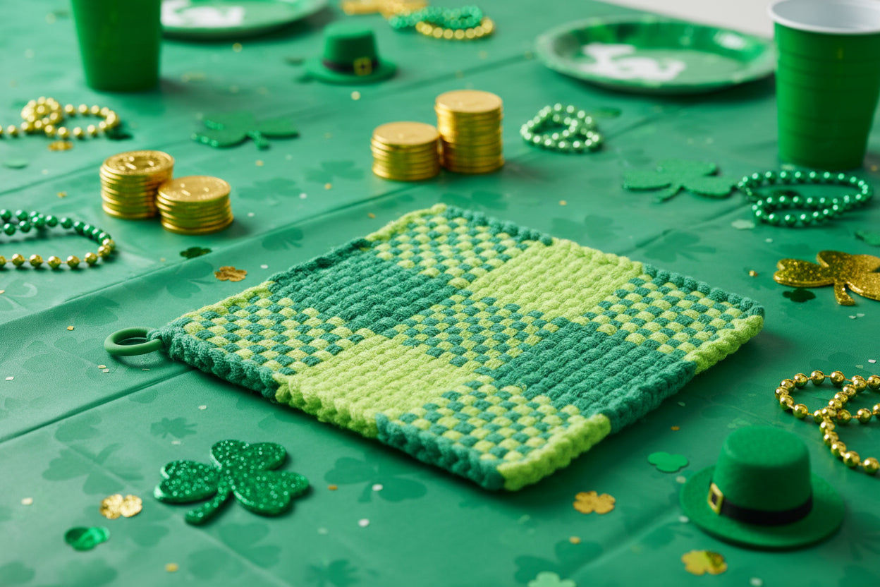 Manique tissée à la main Trèfle avec anneau en silicone