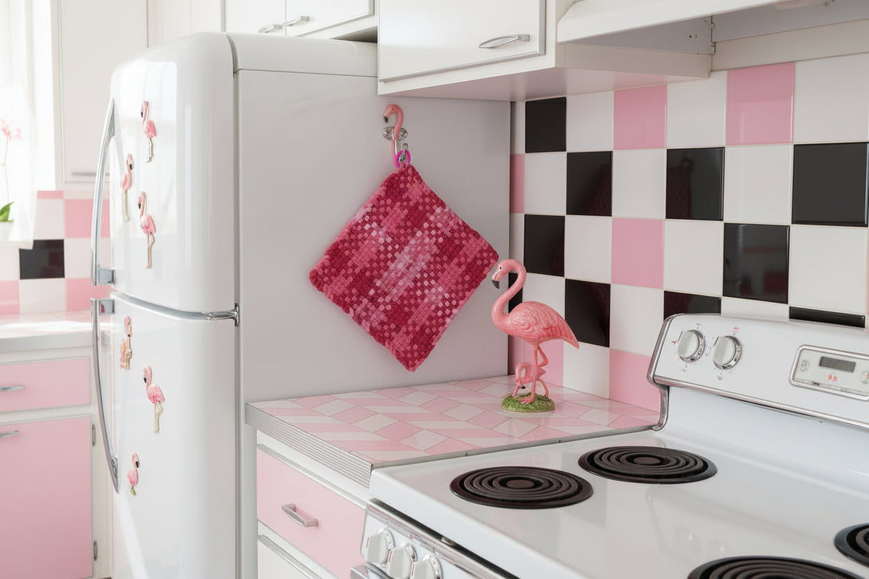 Manique tissée à la main "Pretty in Pink" avec anneau en silicone