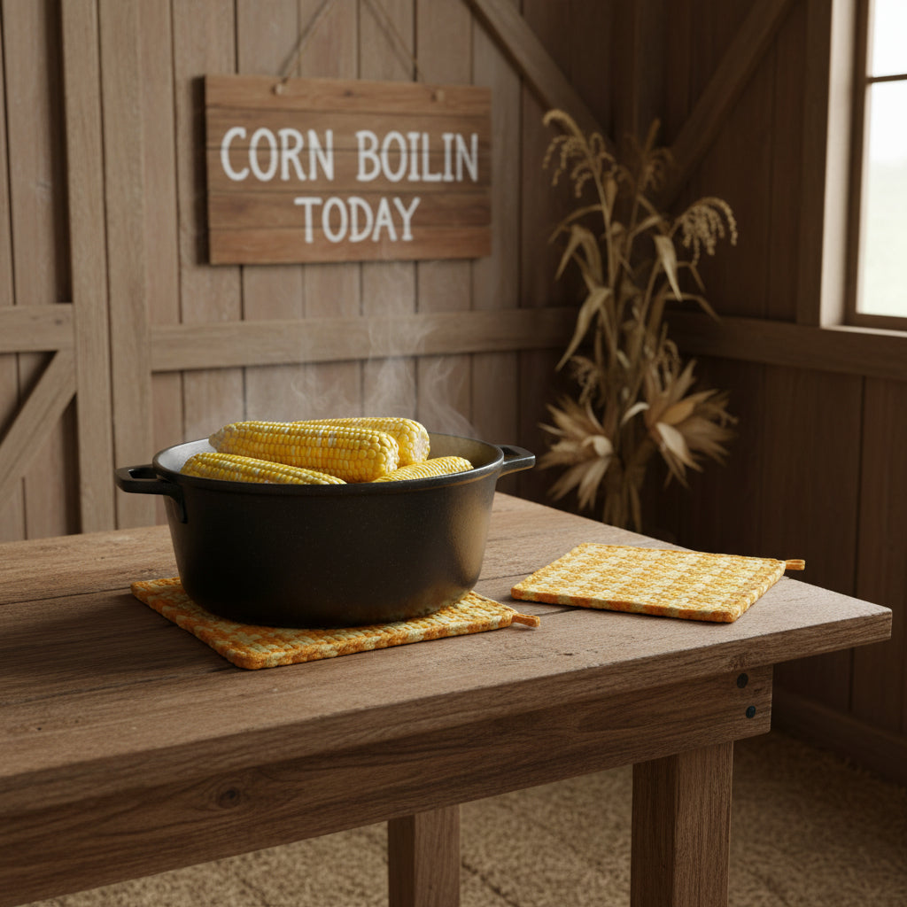 Bi-Color Corn Hand-Woven Potholder, No Ring