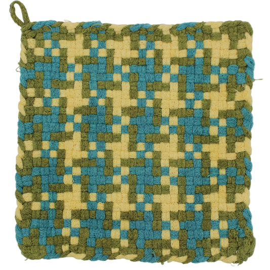 Bahama Herringbone Hand-Woven Potholder, No Ring
