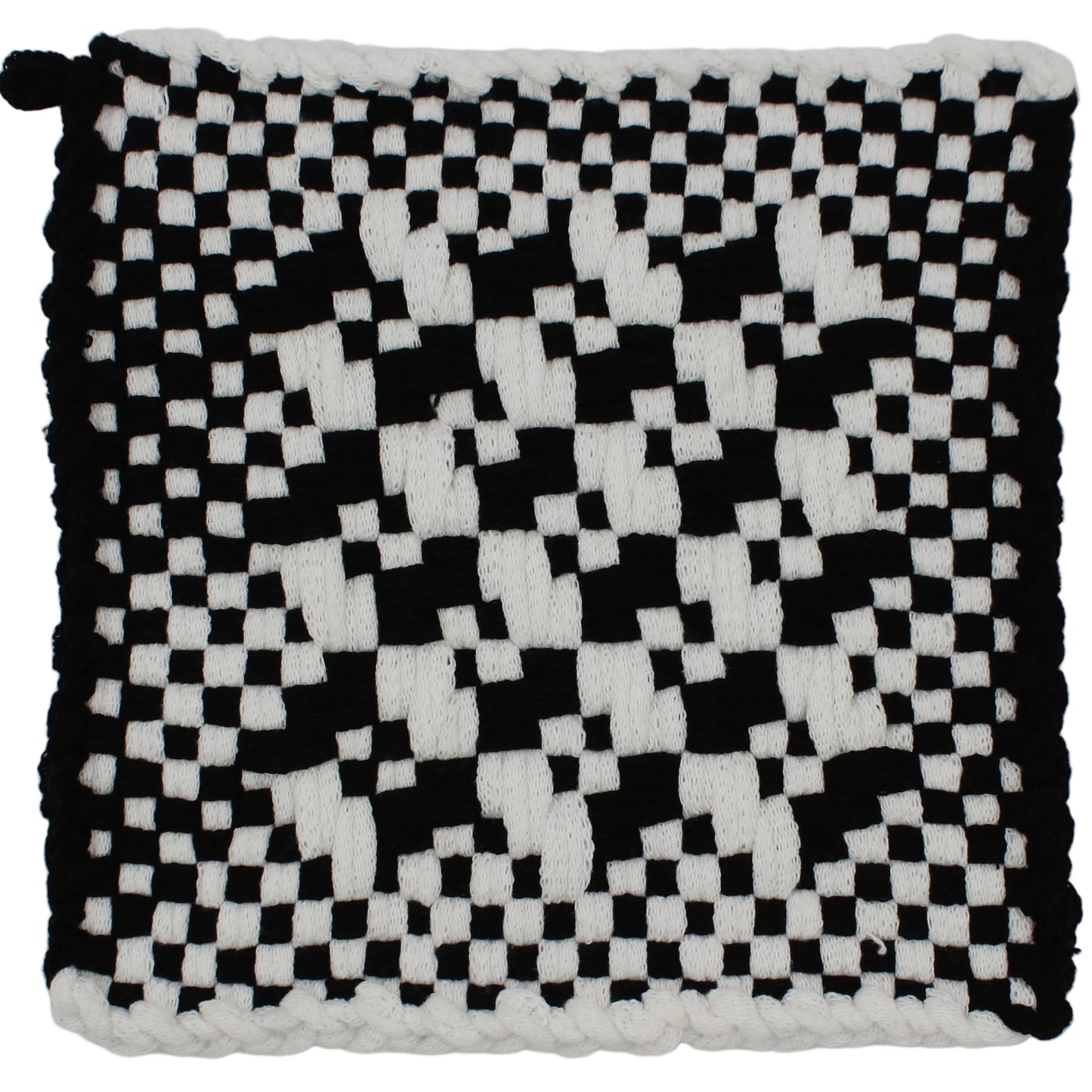 Black & White Geo Hand-Woven Potholder, No Ring