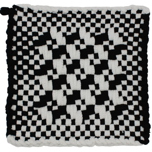 Black & White Geo Hand-Woven Potholder, No Ring