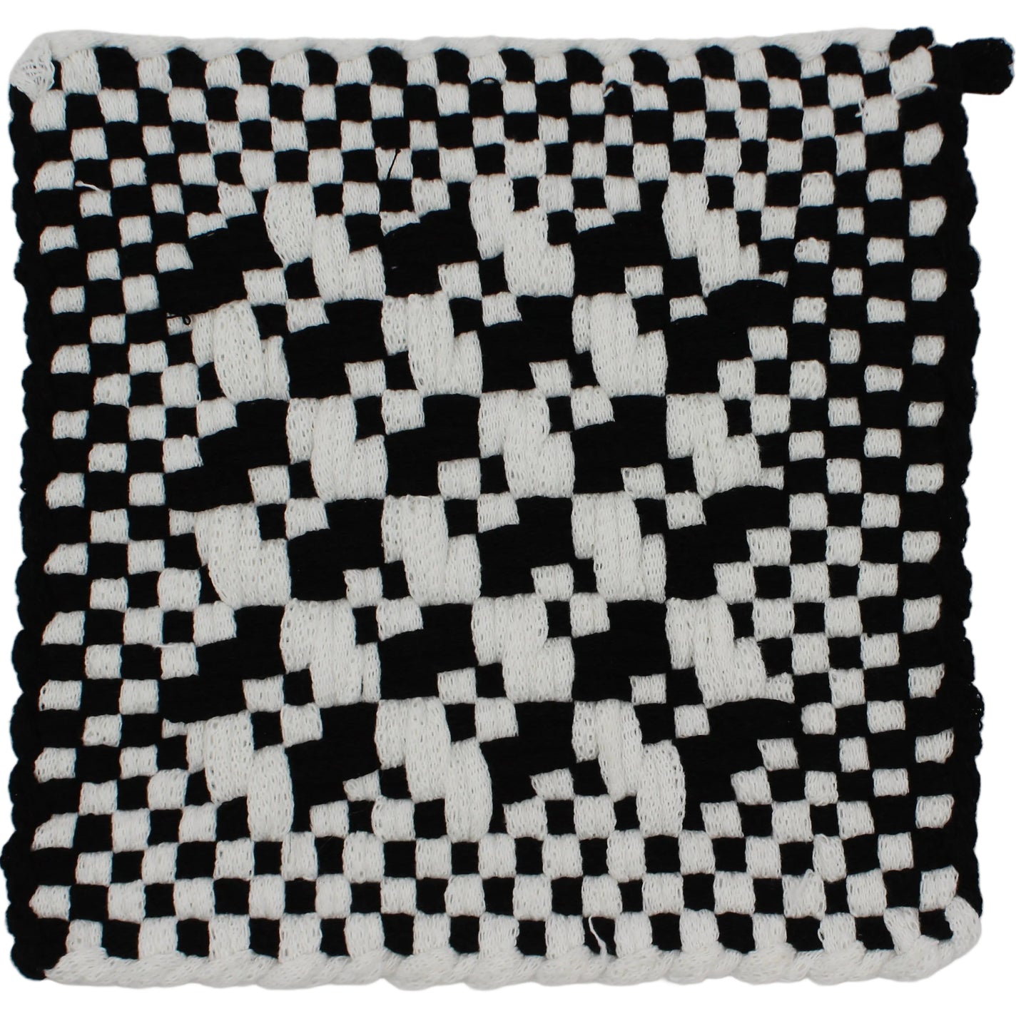 Black & White Geo Hand-Woven Potholder, No Ring