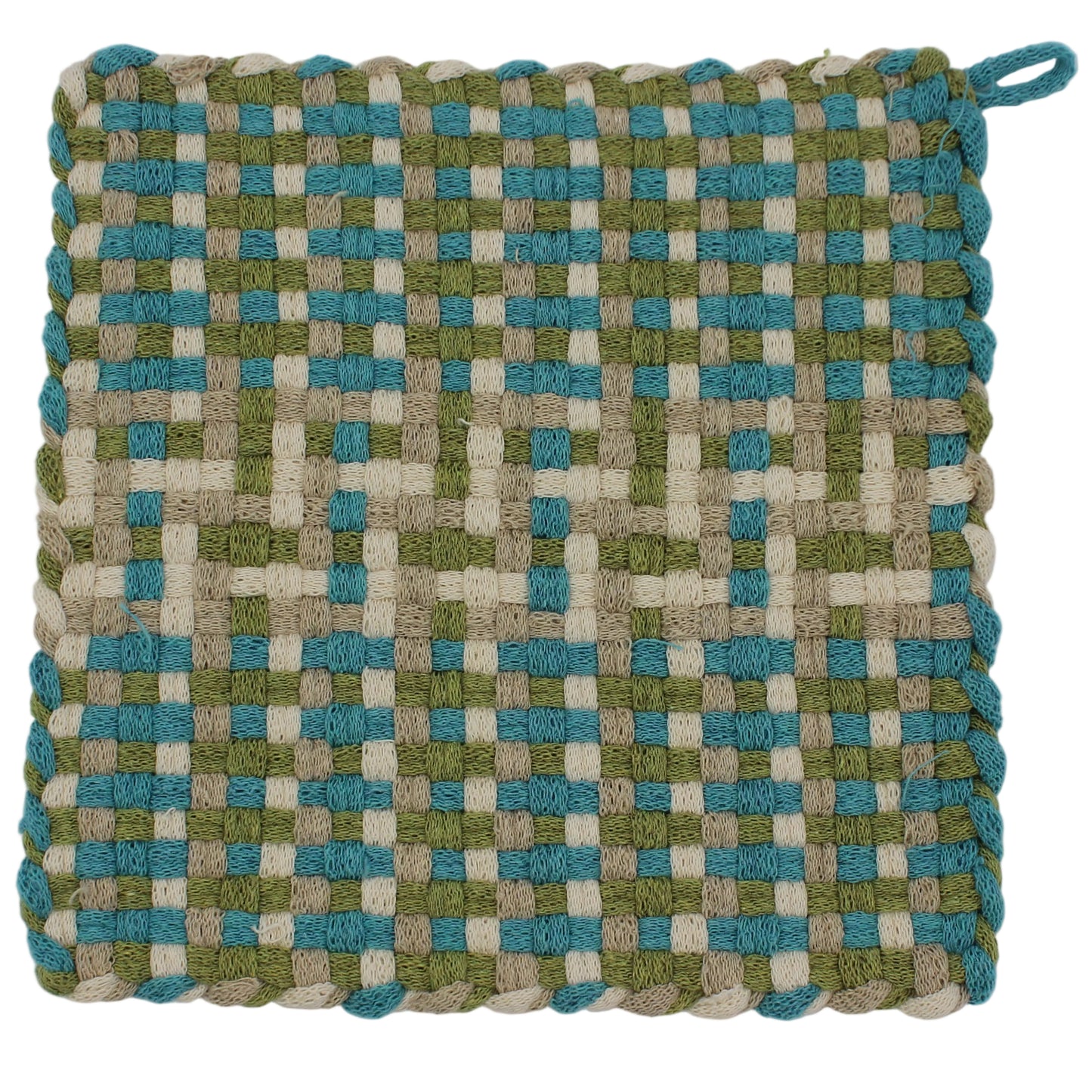 Bahama Plaid Hand-Woven Potholder, No Ring