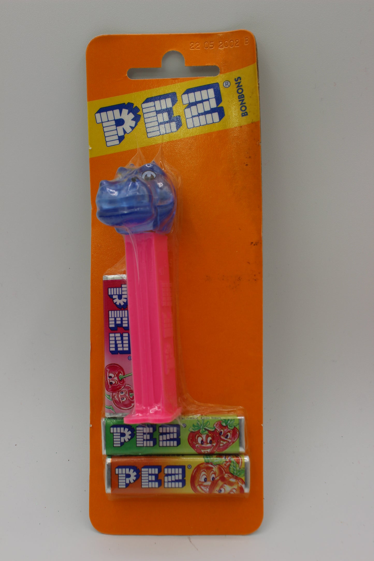 Crystal Kooky Zoo Pez, Set of 4, Lion, Hippo, Elephant & Gator, Mint on Blank Orange Bonbons Cards