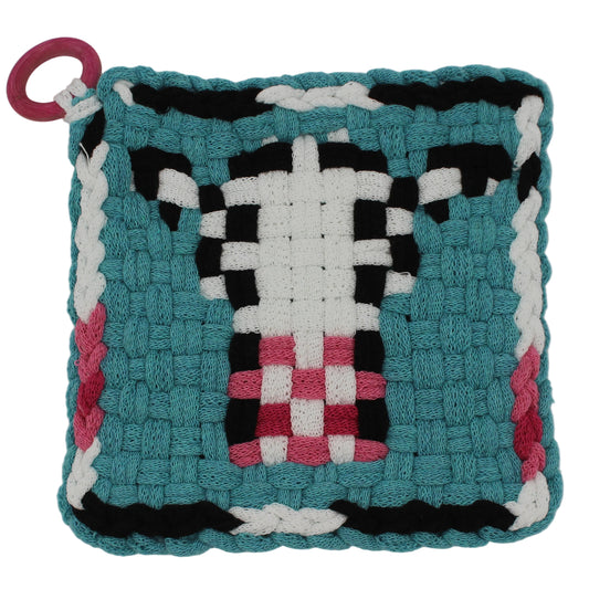 Manique tissée à la main pour chasse aux œufs de Pâques avec anneau en bois