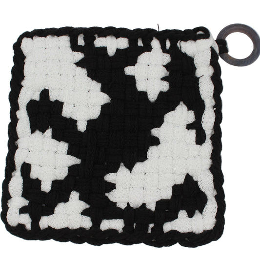 Manique tissée à la main pour chasse aux œufs de Pâques avec anneau en bois