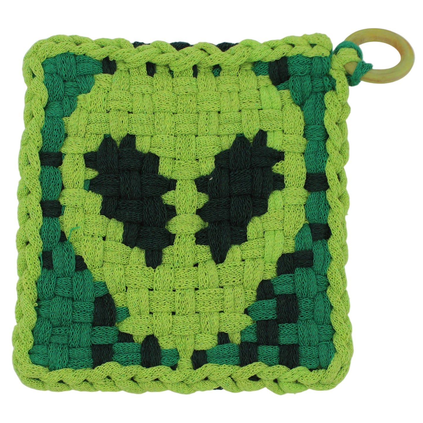 Manique tissée à la main pour chasse aux œufs de Pâques avec anneau en bois