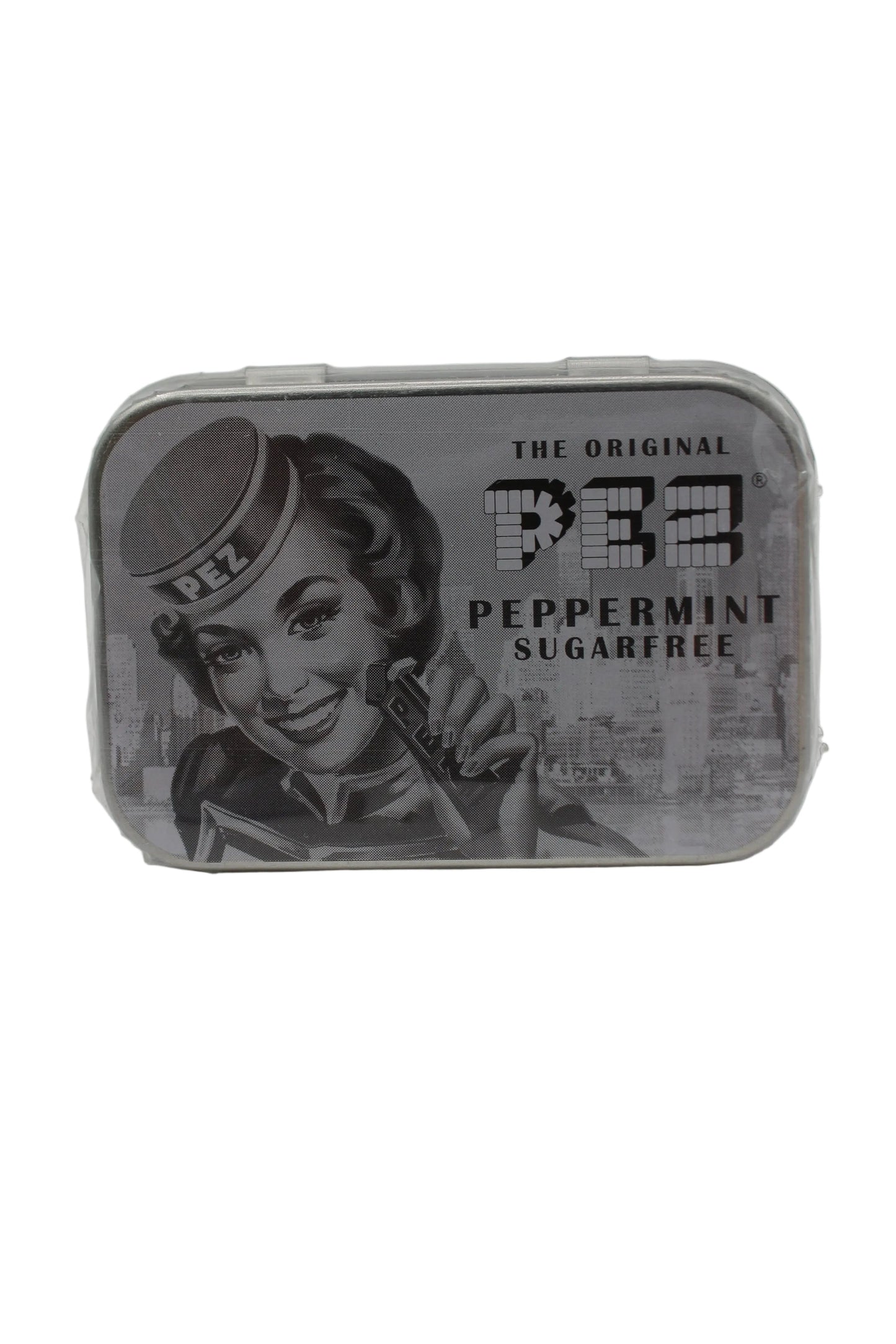 Black & White Pez Peppermint Candy Pocket Tin with Retro Styling