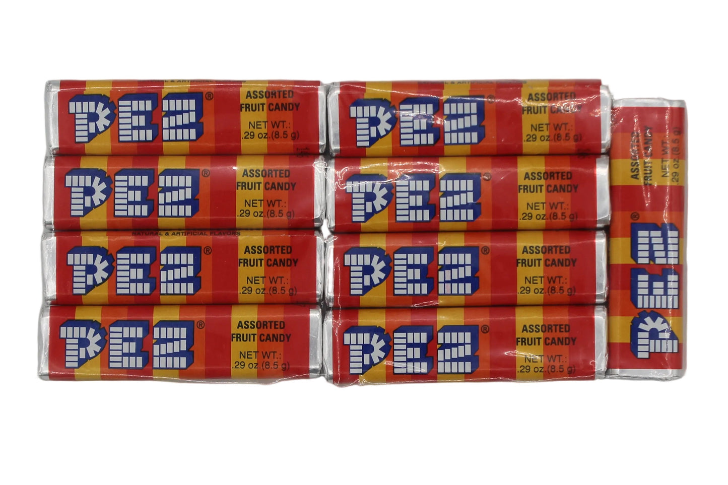 ASSORTED FRUIT FLAVOR PEZ CANDY, STRIPED PACKAGING (no international orders please)