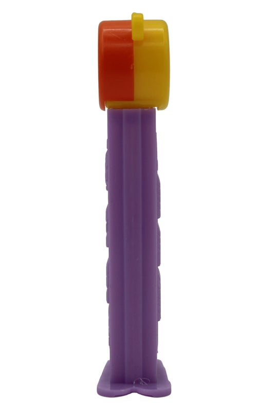 Sifflet de coach Pez, orange et jaune avec anse orange sur tige violette, sans emballage
