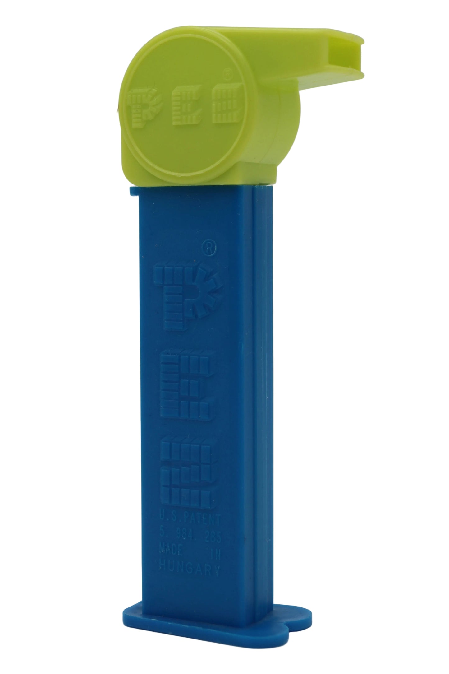 Coach Whistle Pez, Light Blue with No Loop on Red Stem, 2004 Hungary 5.9, Loose