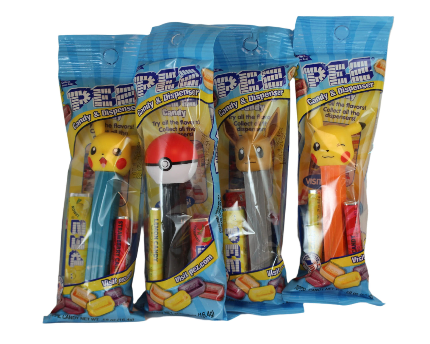 Pokemon Pez, 2023, Set of 4, Poke Ball, Pikachu, Eevee, Loose or Mint in Bag!