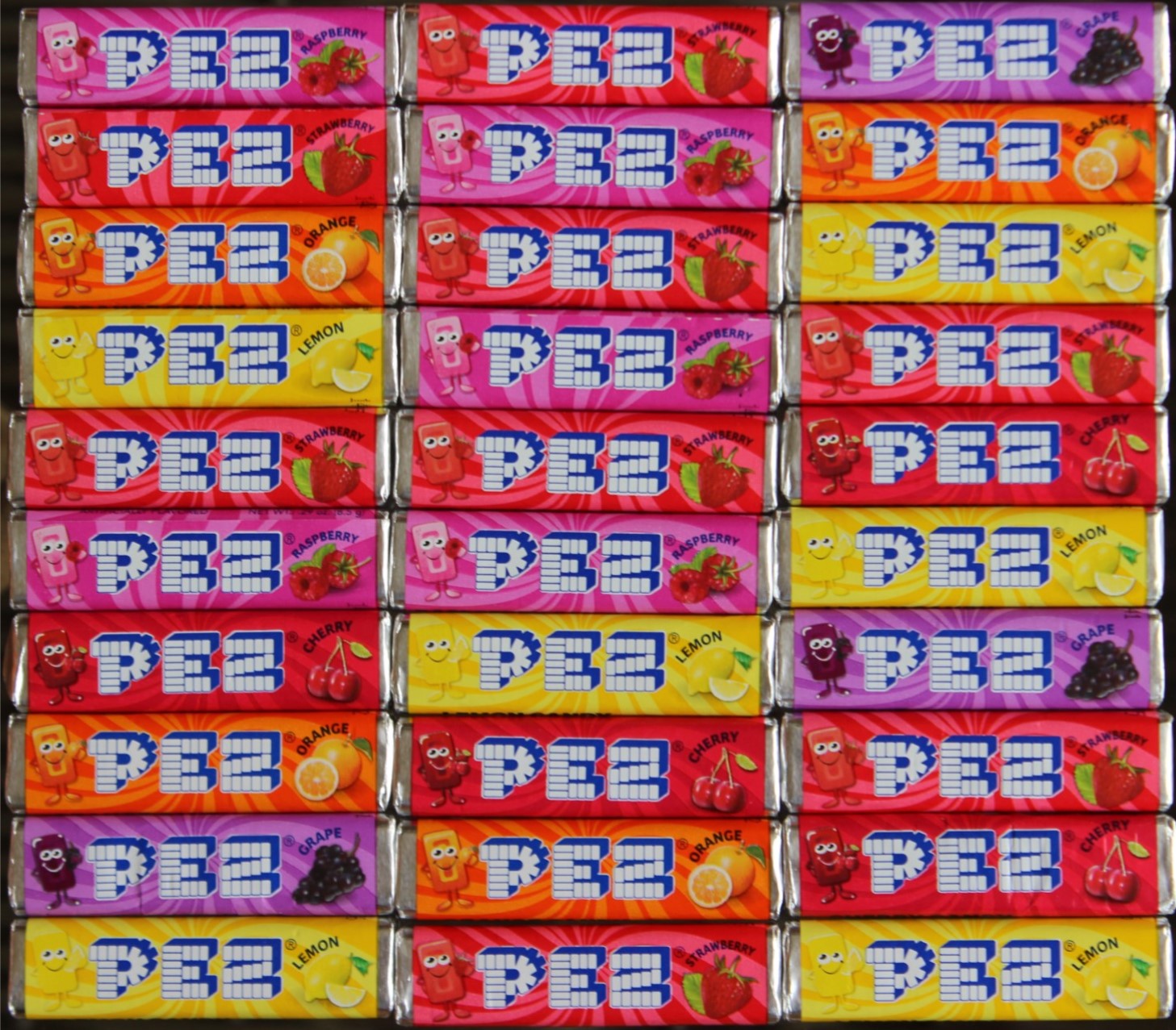FIVE FULL POUNDS OF FRESH ASSORTED PEZ CANDY = 270 PACKS = 3240 PIECES