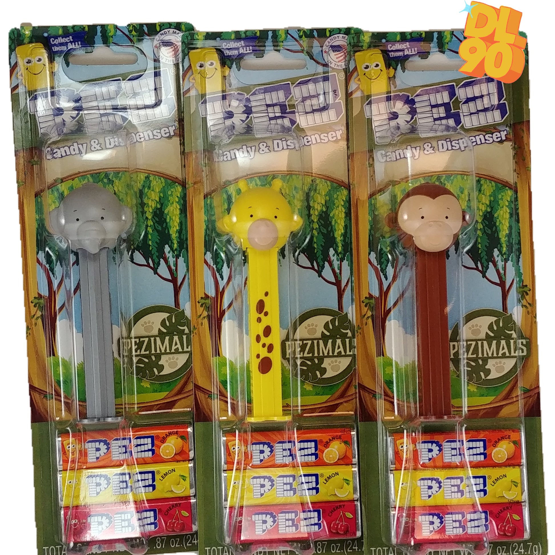 NEW! 2022 Pezimals Pez, Elephant, Monkey and Giraffe! Mint on Card, Lo
