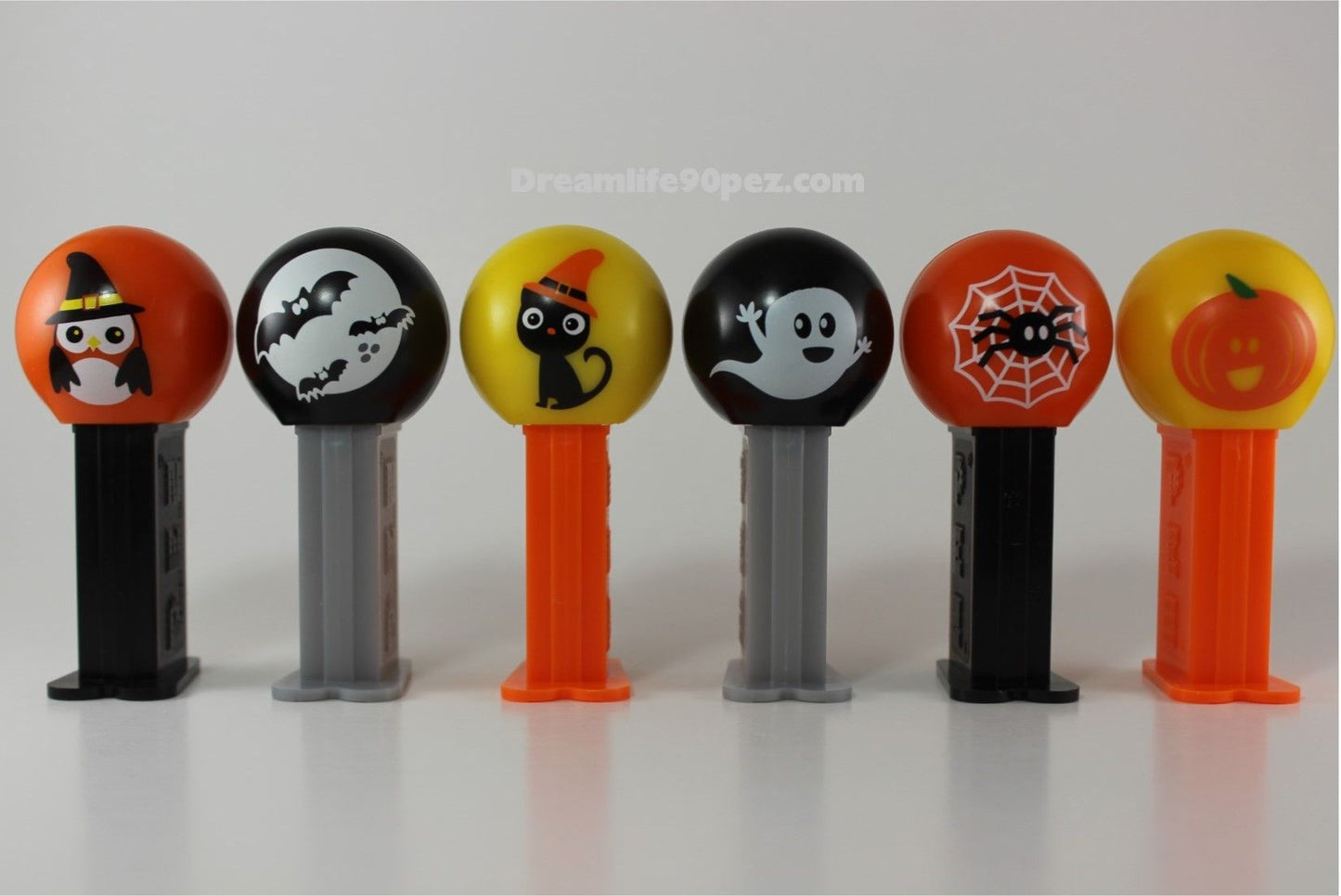 Halloween Pez Mini Dispensers, 6 Piece 2019 Assortment! Bats, Cat, Spider, Ghost, Pumpkin, and "Owl Witch"